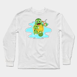 Turtle with Drink in Water Long Sleeve T-Shirt